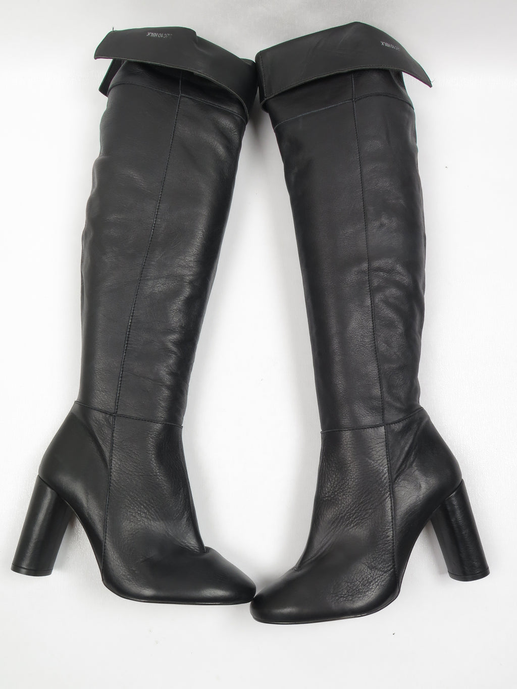 Vintage Style Black Long Leather Top Shop Boots 38/5