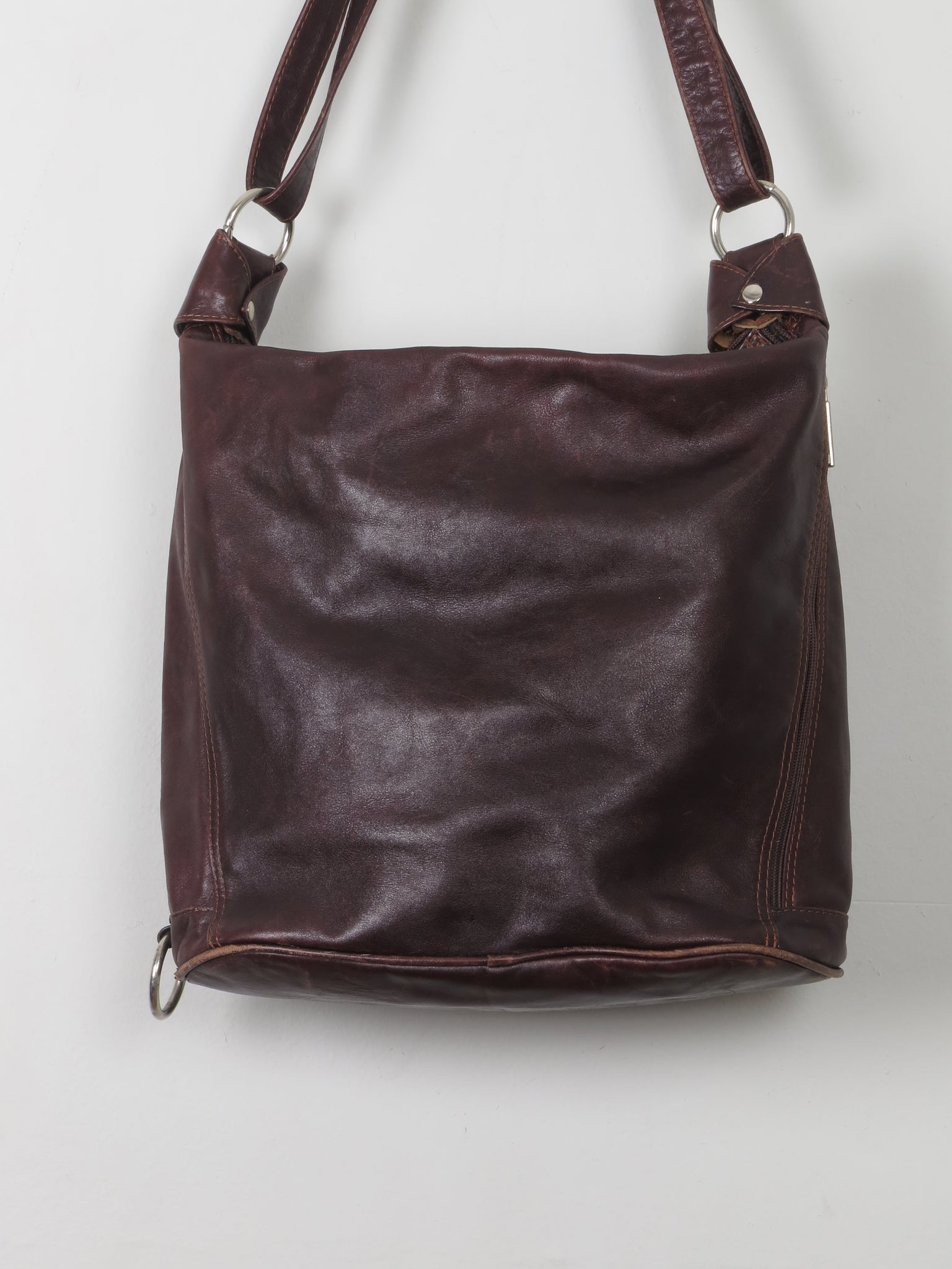 Women's Vintage Brown Leather Hobo Bag - The Harlequin