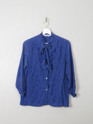 Women's Vintage Blue Silk Printed Blouse S/M - The Harlequin