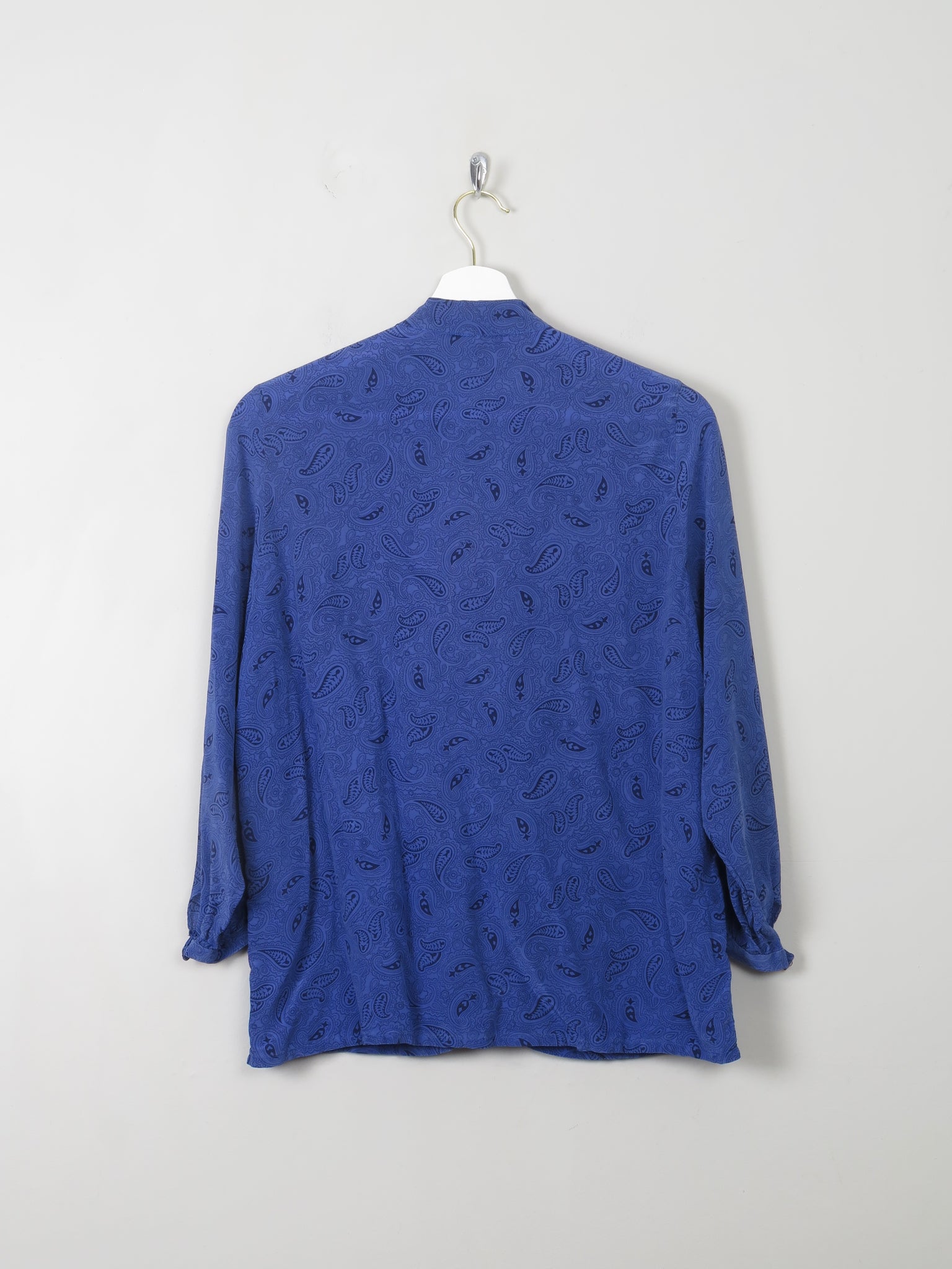 Women's Vintage Blue Silk Printed Blouse S/M - The Harlequin