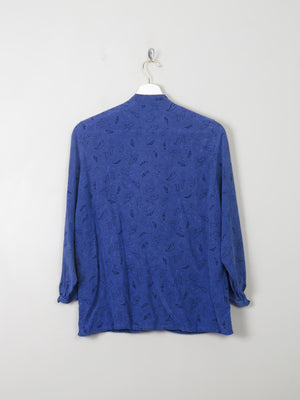 Women's Vintage Blue Silk Printed Blouse S/M - The Harlequin