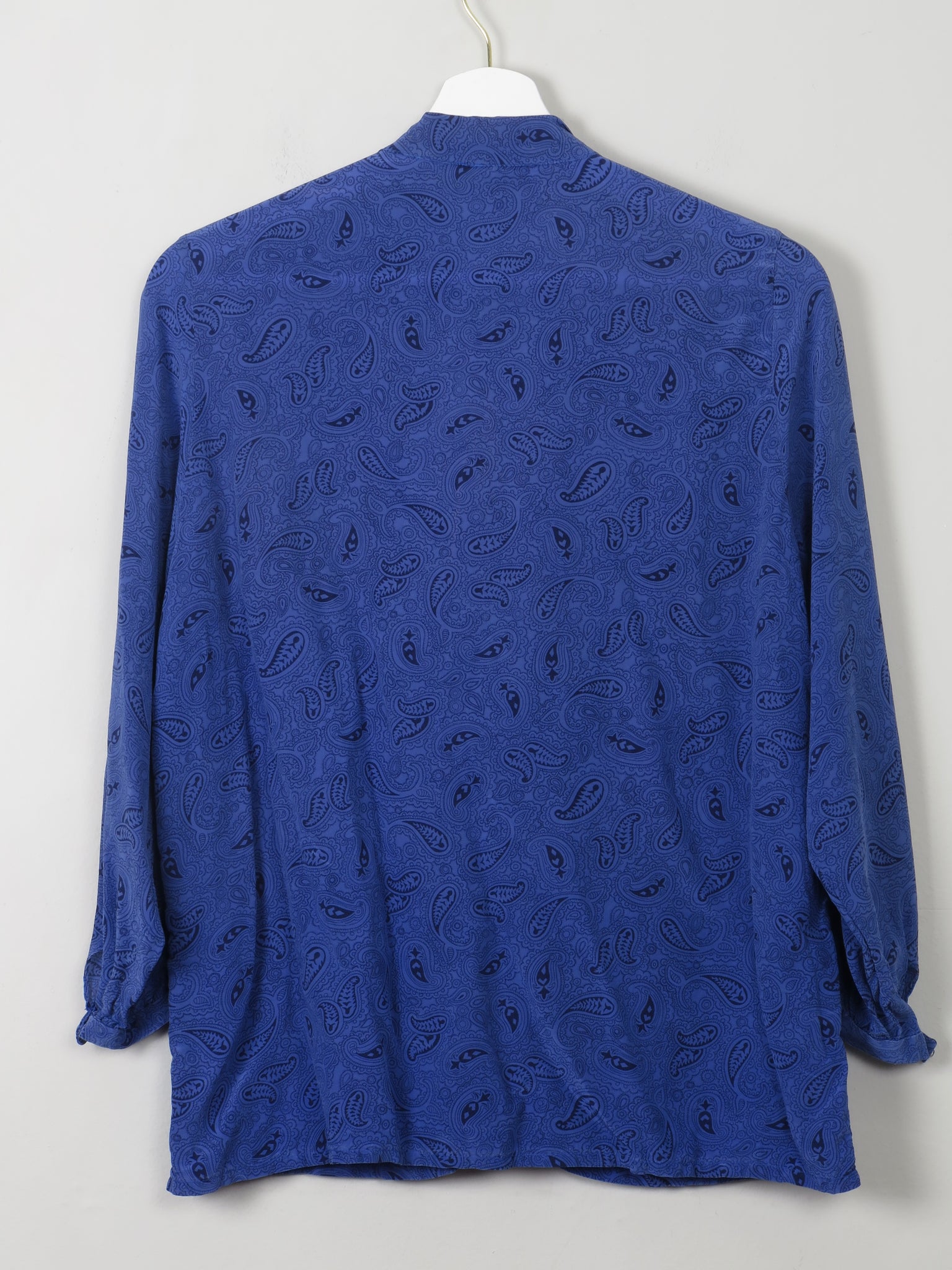 Women's Vintage Blue Silk Printed Blouse S/M - The Harlequin