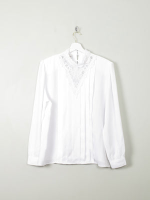 Vintage White High Neck Blouse L/XL - The Harlequin