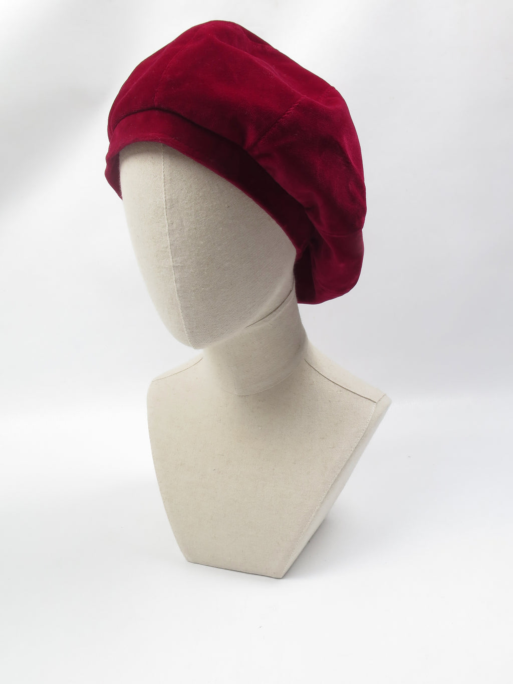 Vintage Wine Velvet 70s Beret Style Hat M/L