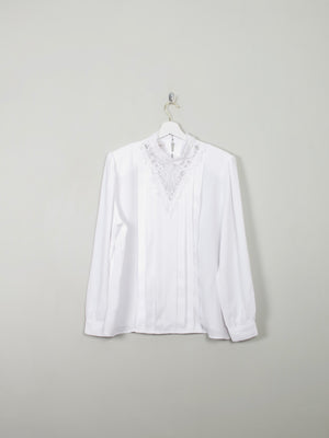 Vintage White High Neck Blouse L/XL - The Harlequin