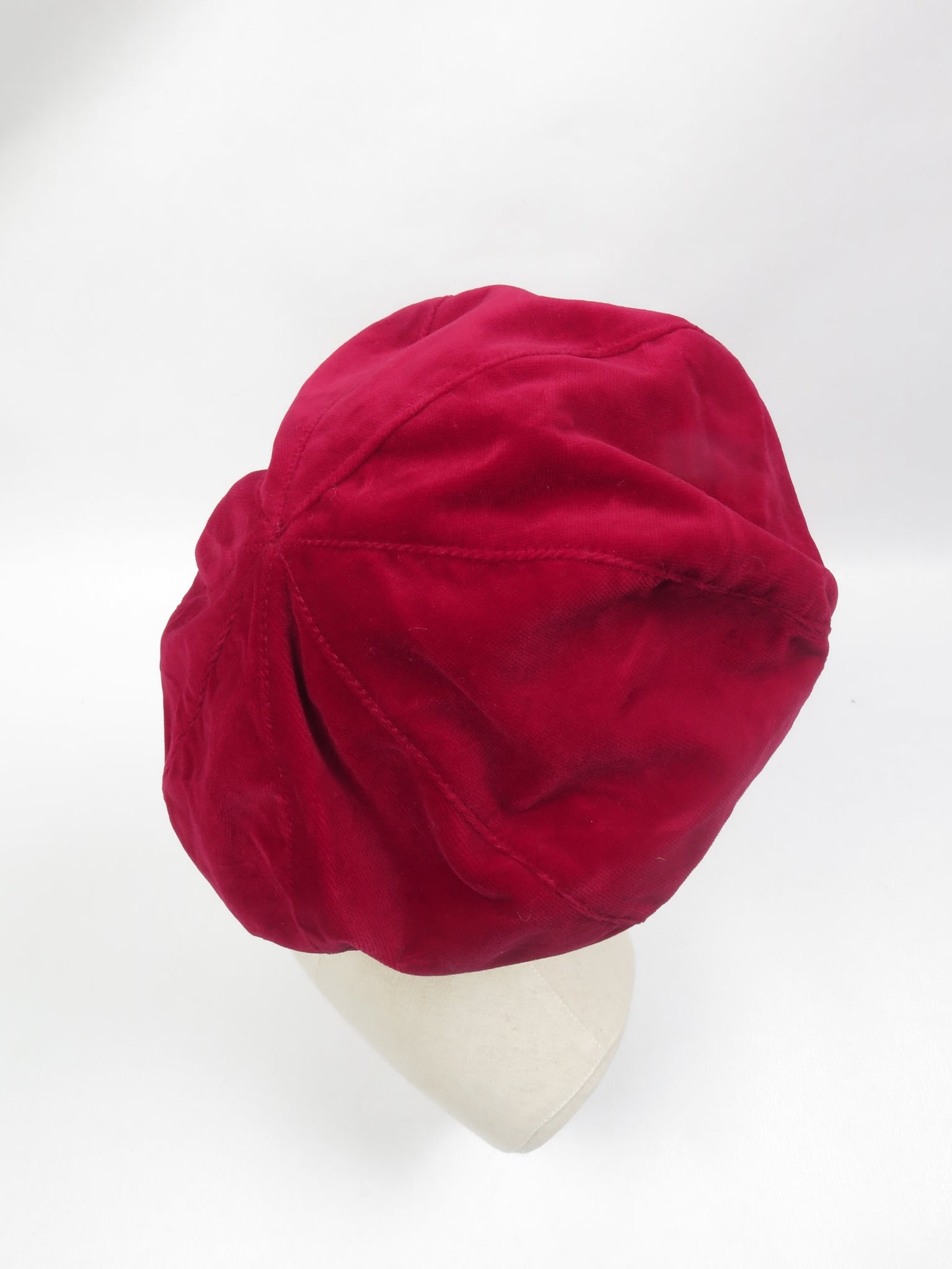Vintage Wine Velvet 70s Beret Style Hat M/L