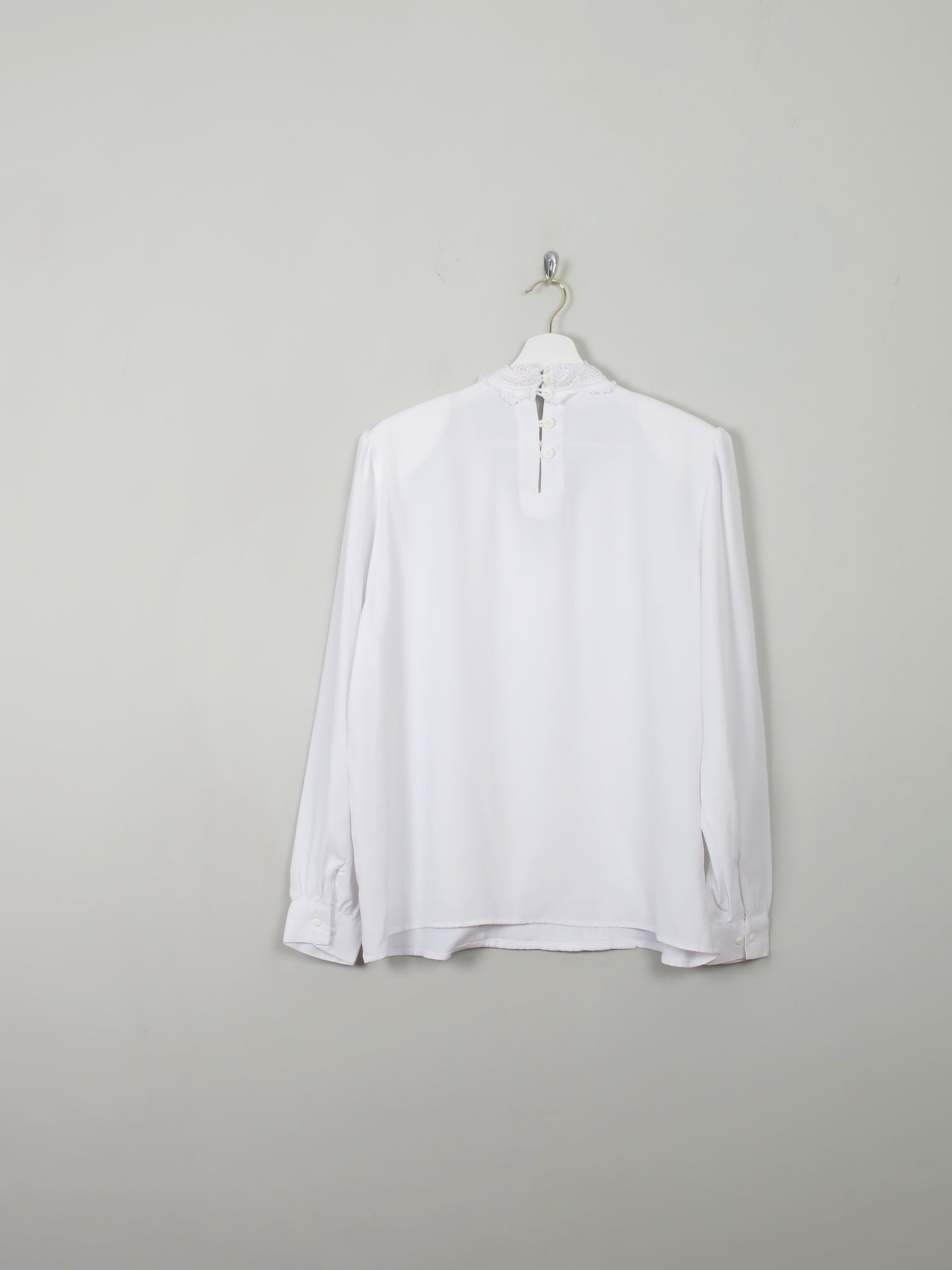 Vintage White High Neck Blouse L/XL - The Harlequin