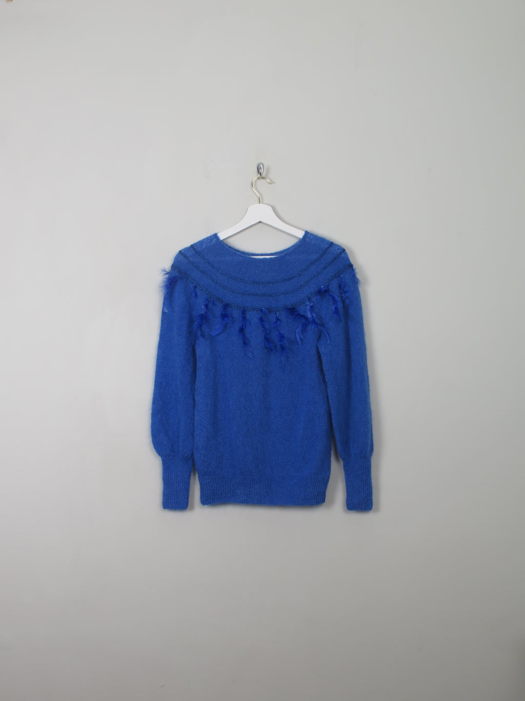 Women's Vintage Electric Blue Mohair Jumper S/M