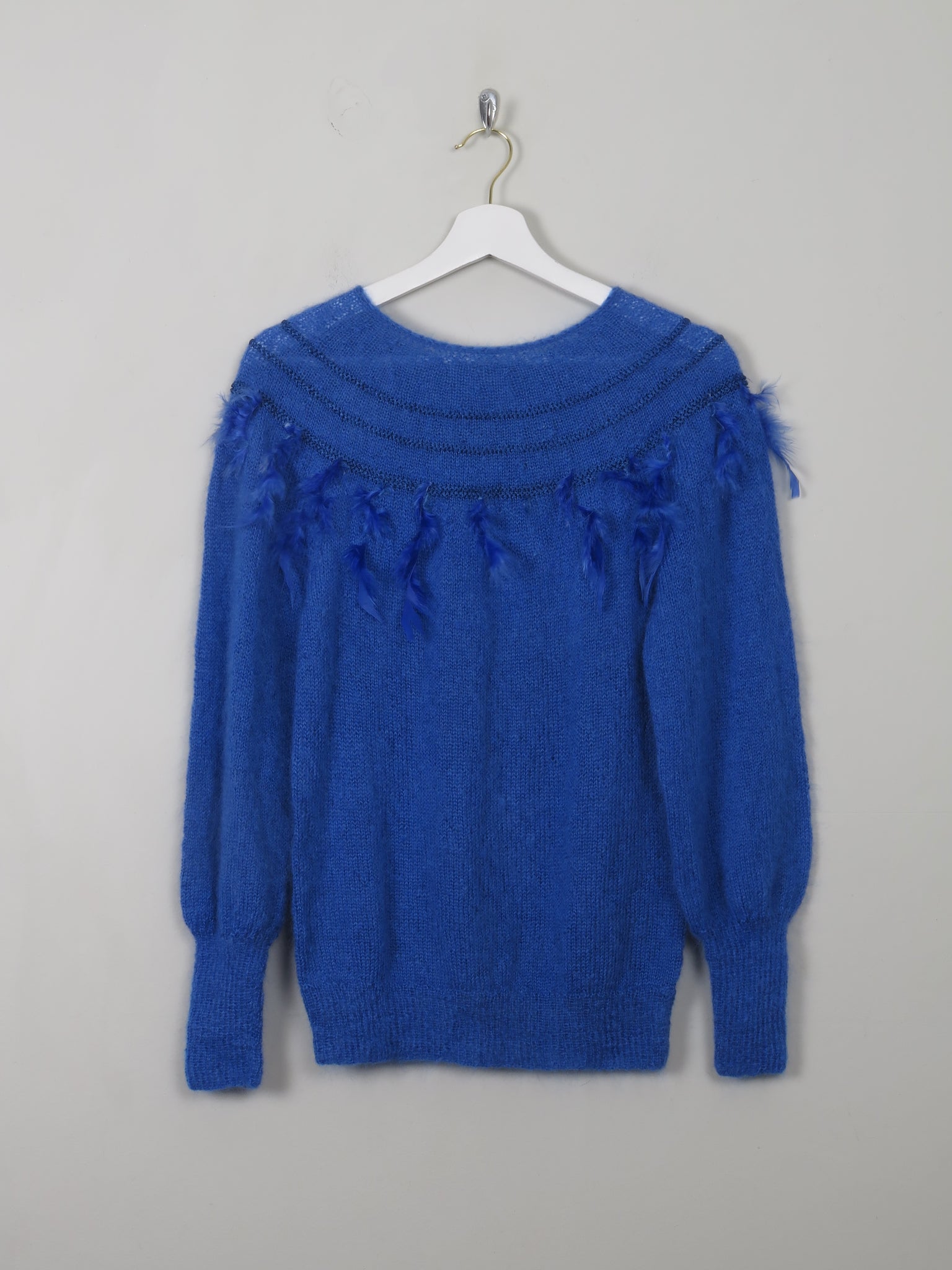 Women's Vintage Electric Blue Mohair Jumper S/M - The Harlequin