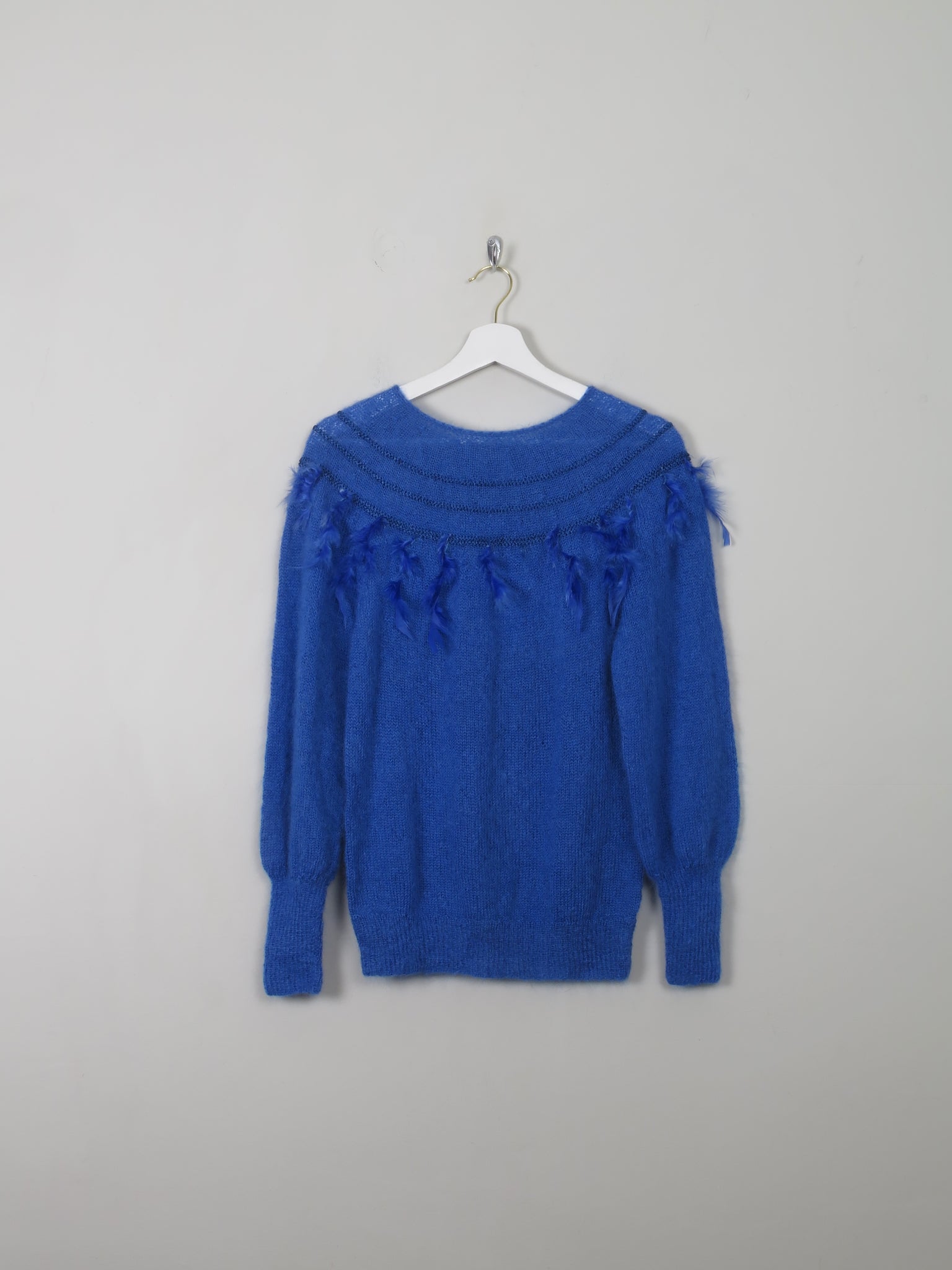 Women's Vintage Electric Blue Mohair Jumper S/M - The Harlequin