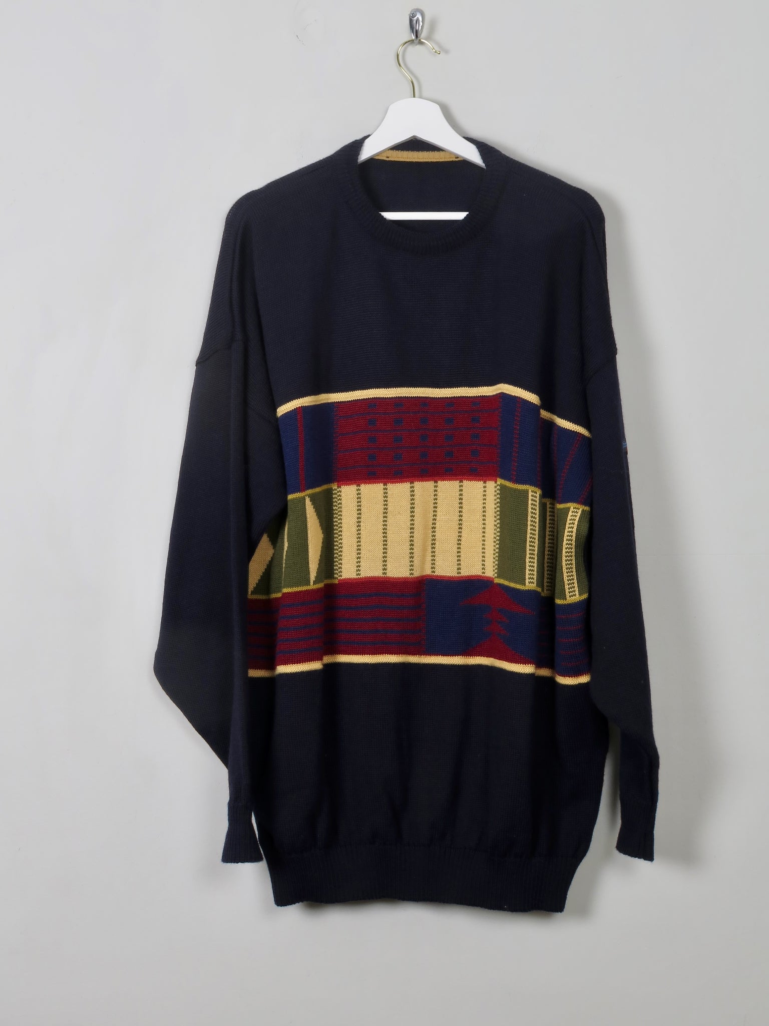 Men's Vintage Tricot Marine Navy Jumper XL/XXL - The Harlequin