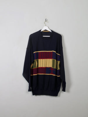 Men's Vintage Tricot Marine Navy Jumper XL/XXL - The Harlequin