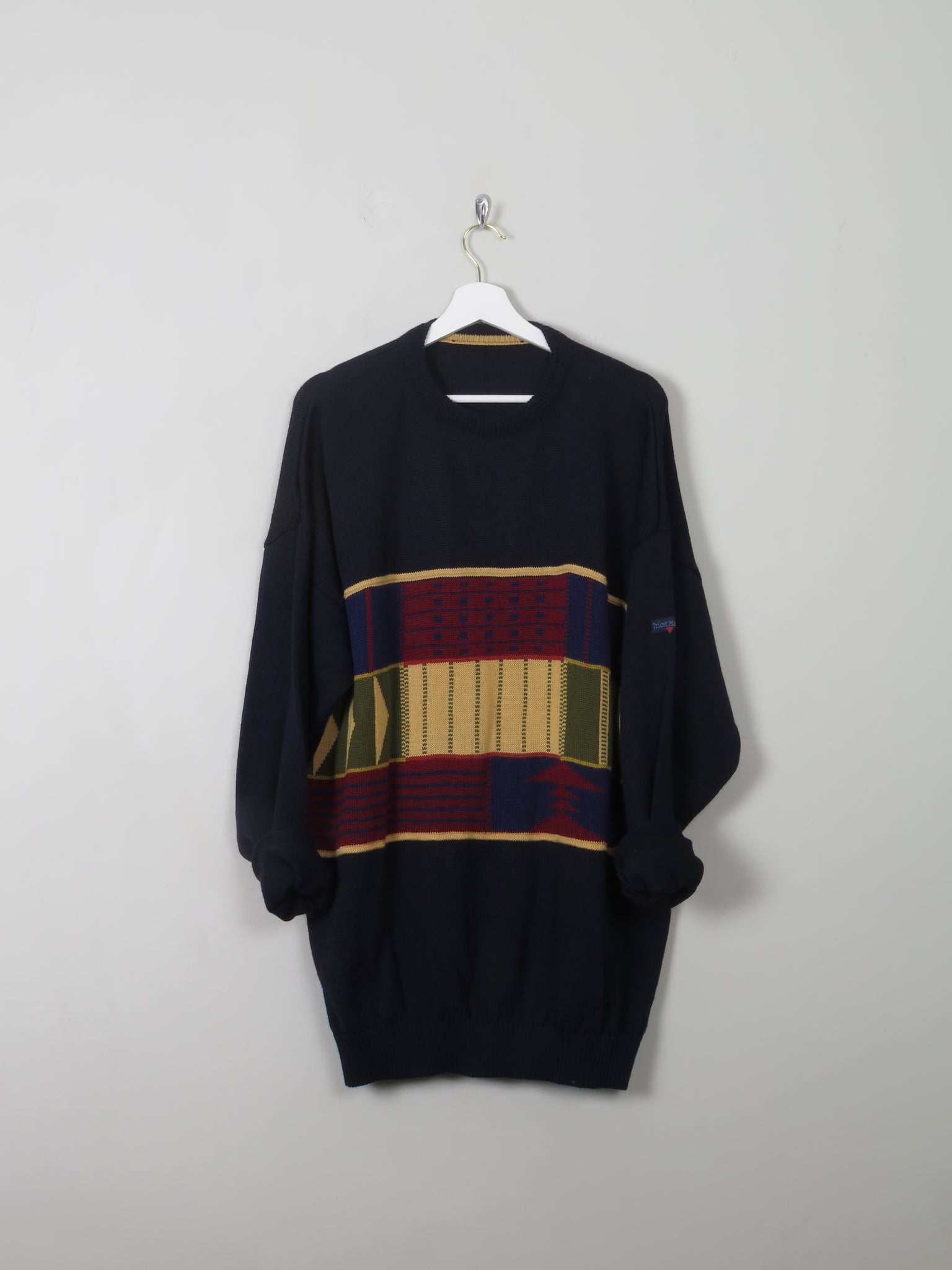 Men's Vintage Tricot Marine Navy Jumper XL/XXL - The Harlequin