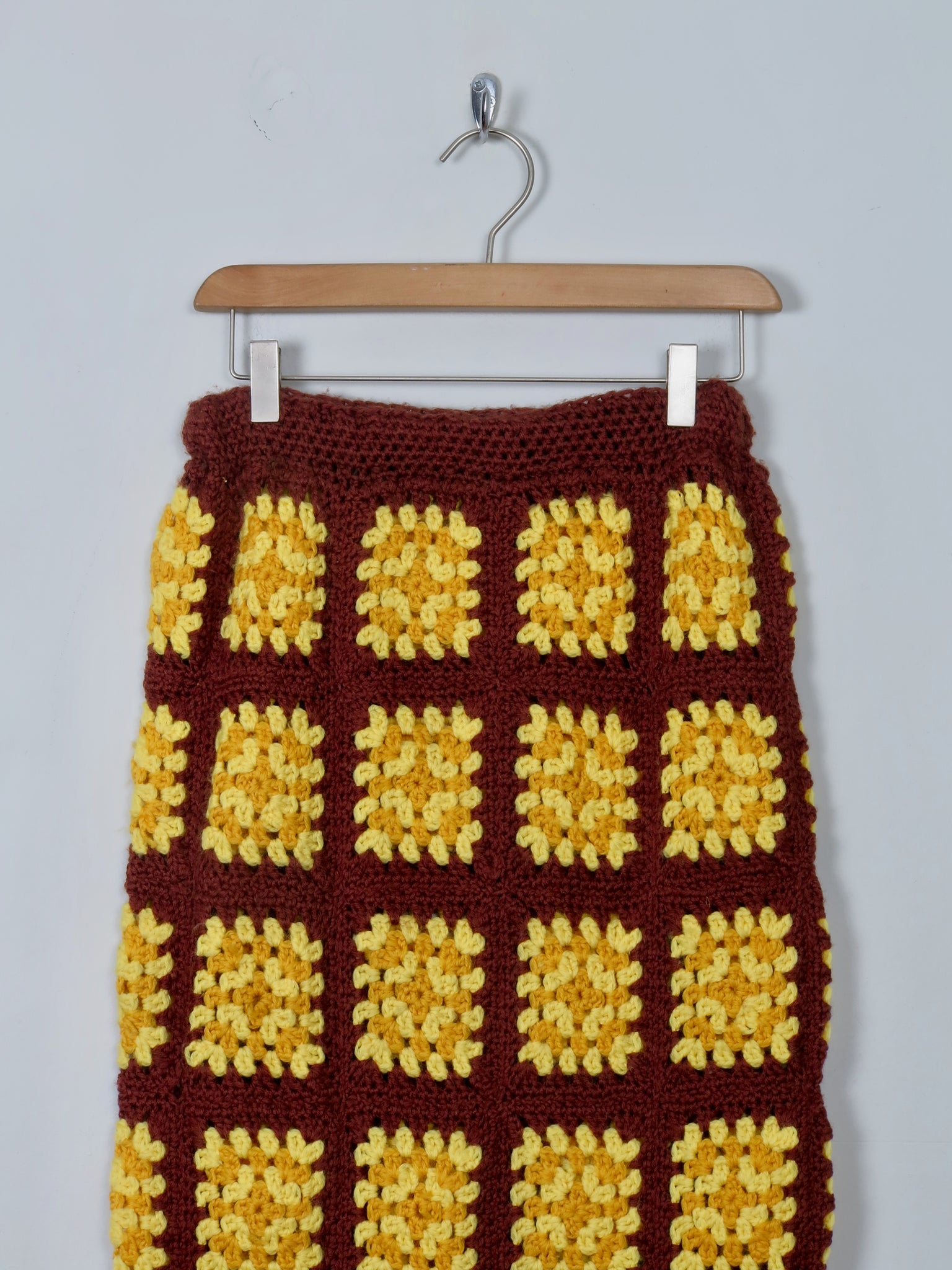 Vintage Crochet Yellow & Brown Skirt S - The Harlequin