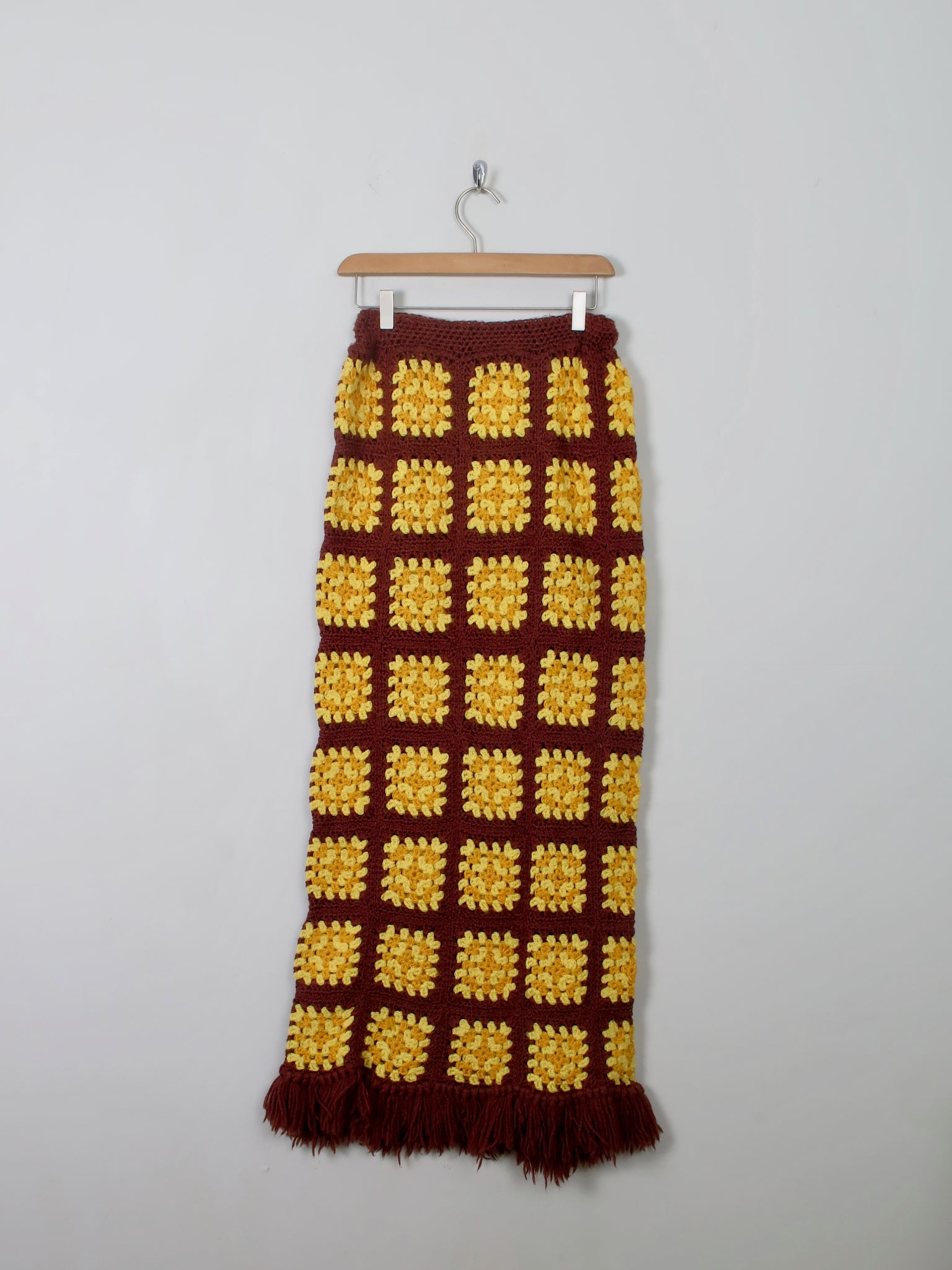 Vintage Crochet Yellow & Brown Skirt S - The Harlequin