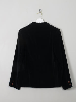 Women's Vintage Black Velvet Jacket S - The Harlequin