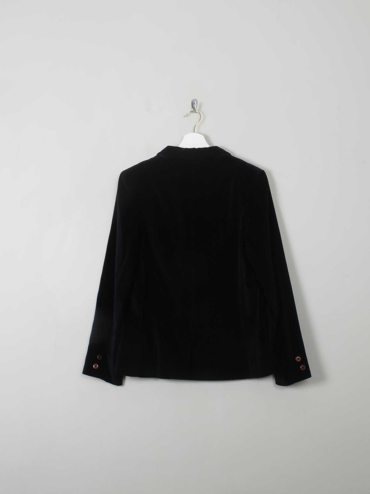 Women's Vintage Black Velvet Jacket S - The Harlequin