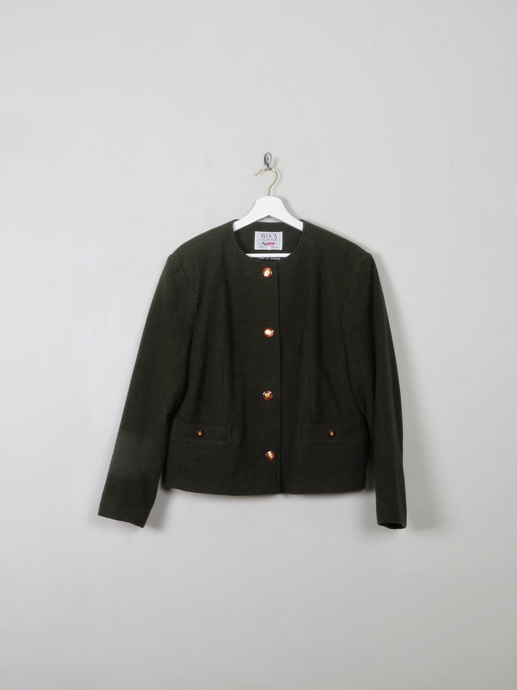 Women's Vintage Green Wool Avoca Boxy Jacket L - The Harlequin