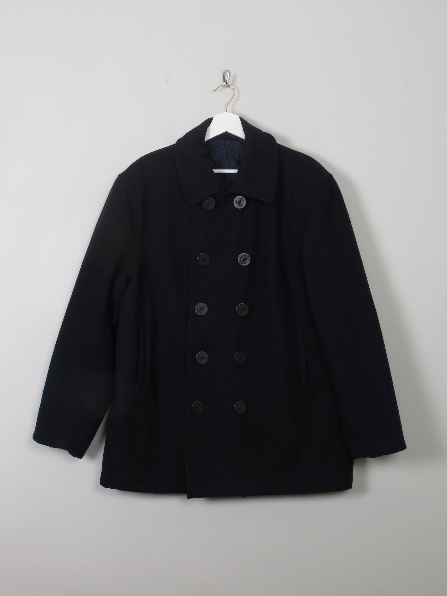 Men's Navy Vintage Pea Coat Reefer L - The Harlequin