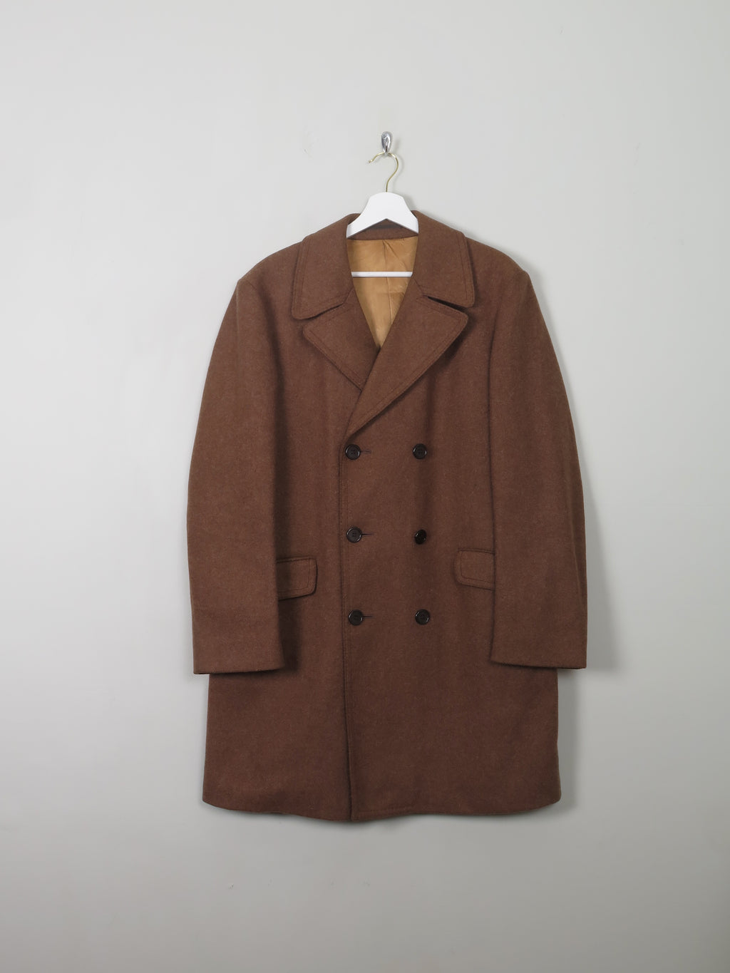 Men's Vintage Wool Tan Coat 44" Large