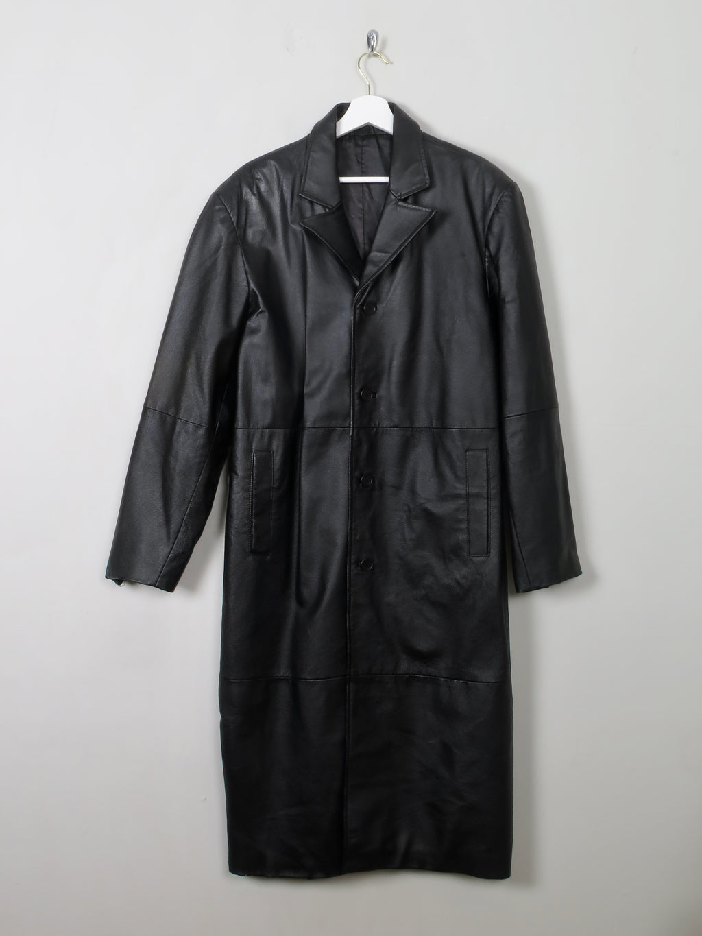 Men's Vintage Black Leather Coat L/XL