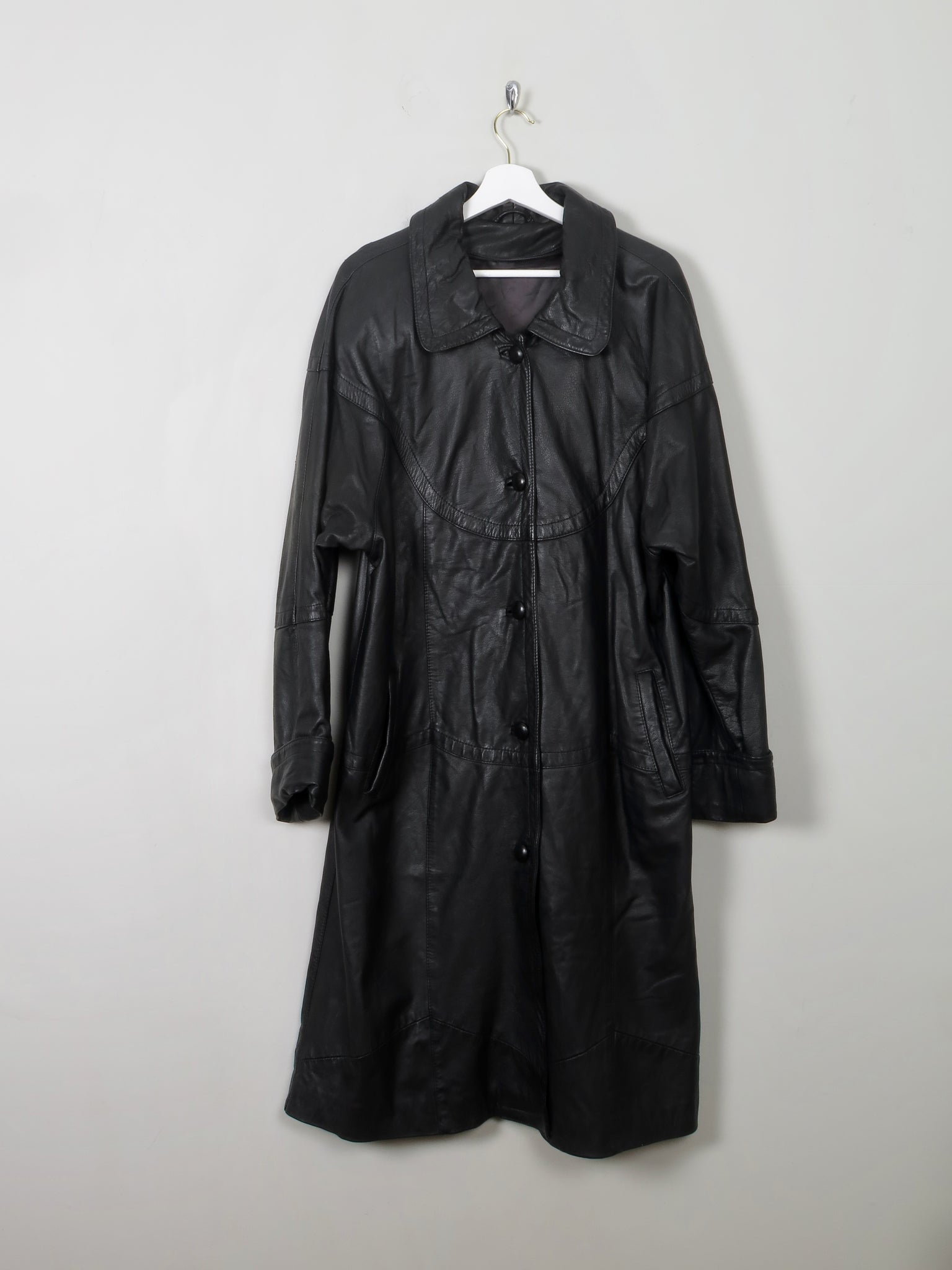 Women's Vintage Black Leather Coat XL - The Harlequin