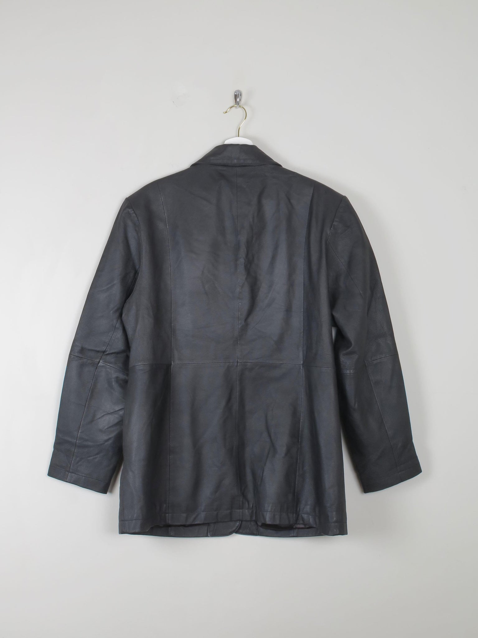 Women's Vintage Black Leather Jacket L - The Harlequin