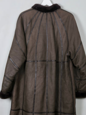 Women's Vintage Brown Shearling Long Coat M/L - The Harlequin