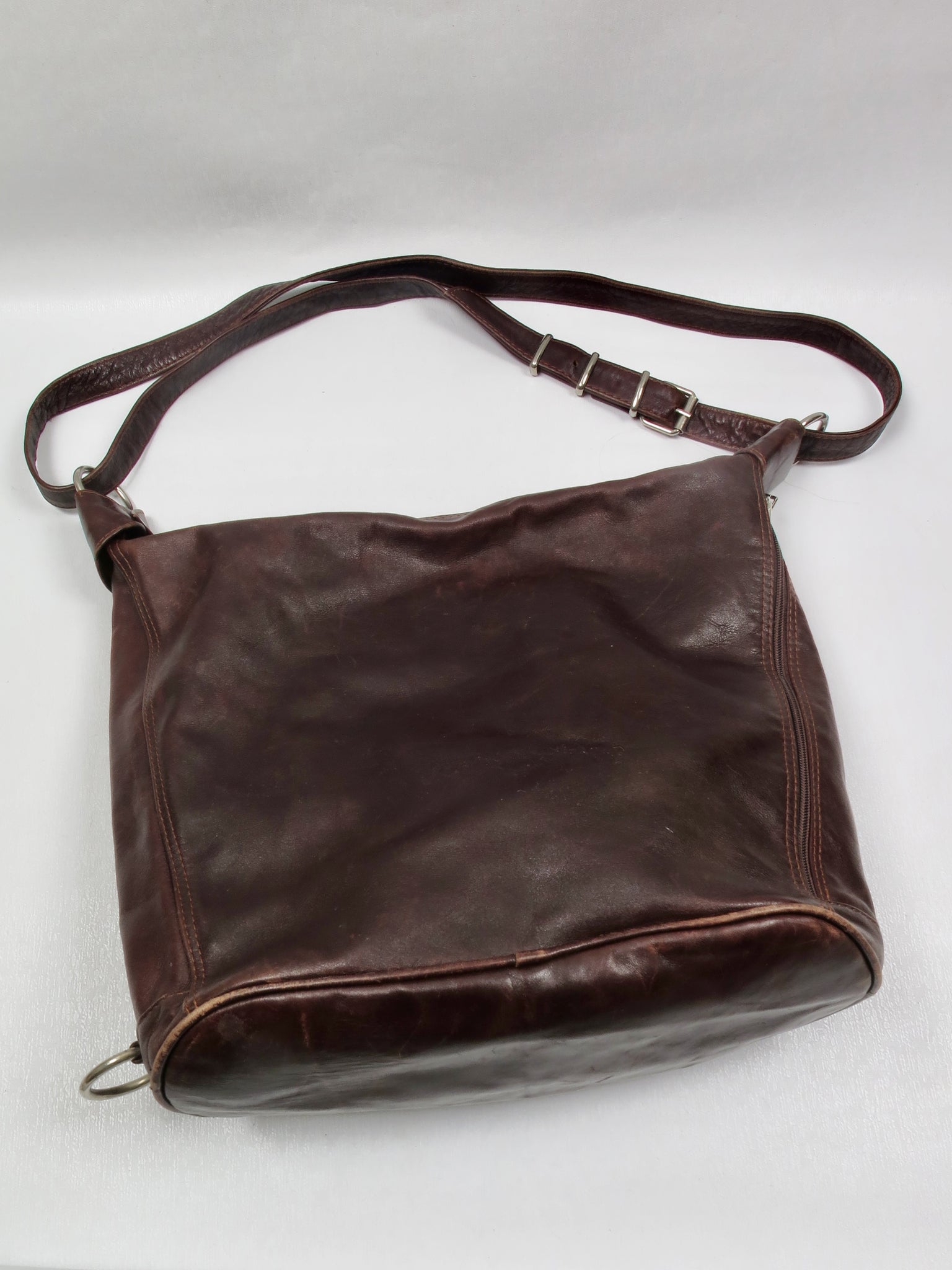 Women's Vintage Brown Leather Hobo Bag - The Harlequin