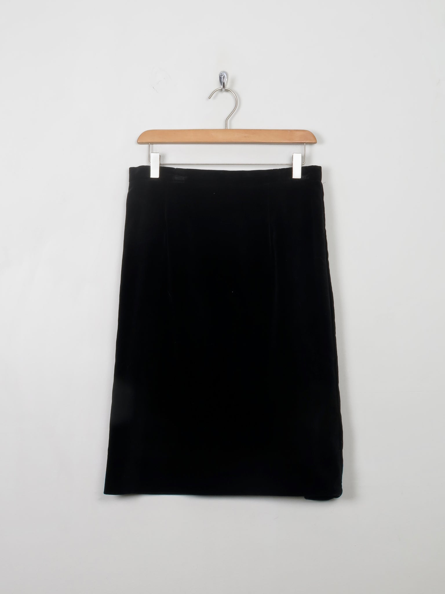 Vintage Black Velvet Pencil Skirt S