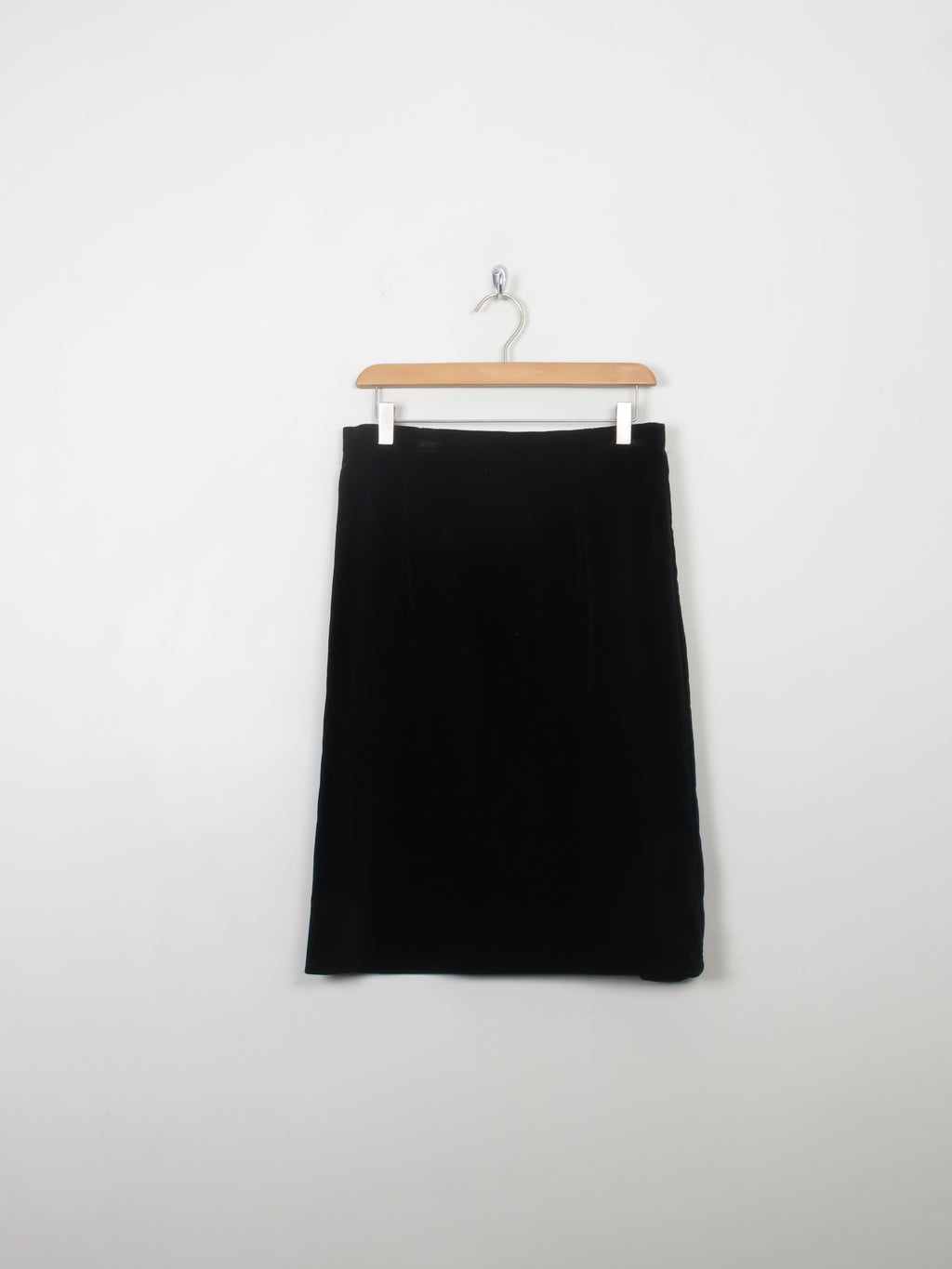 Vintage Black Velvet Pencil Skirt S