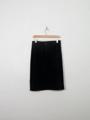 Vintage Black Velvet Pencil Skirt S