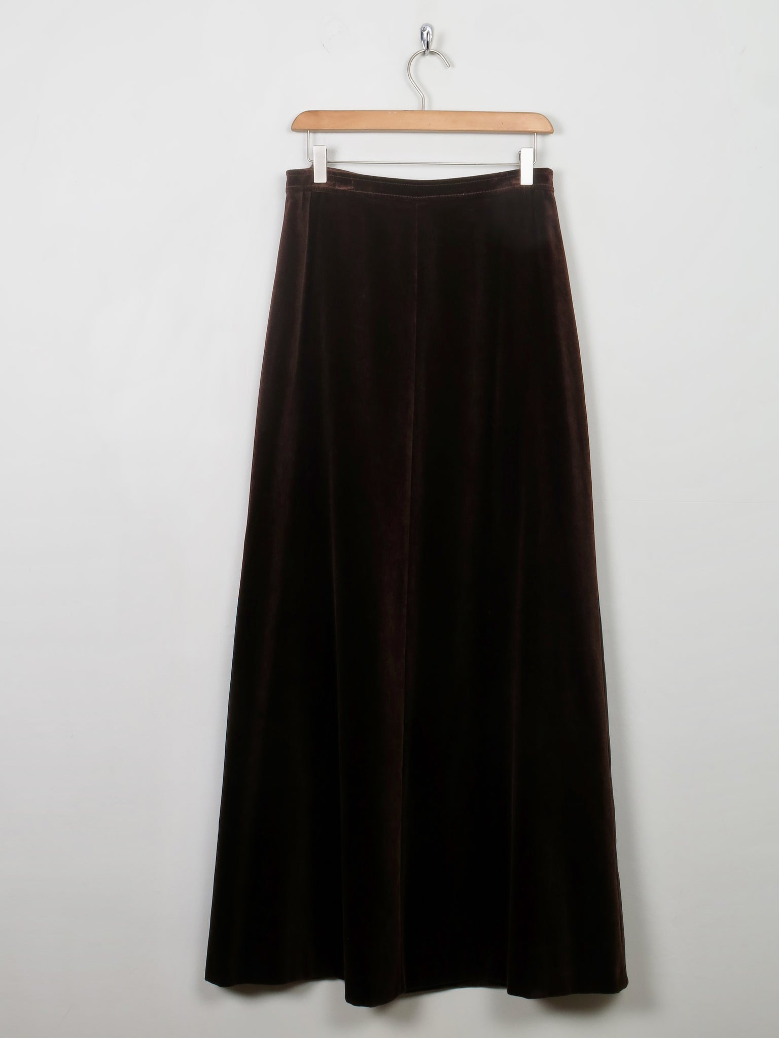 Vintage Brown Velvet Maxi Skirt 29" W S