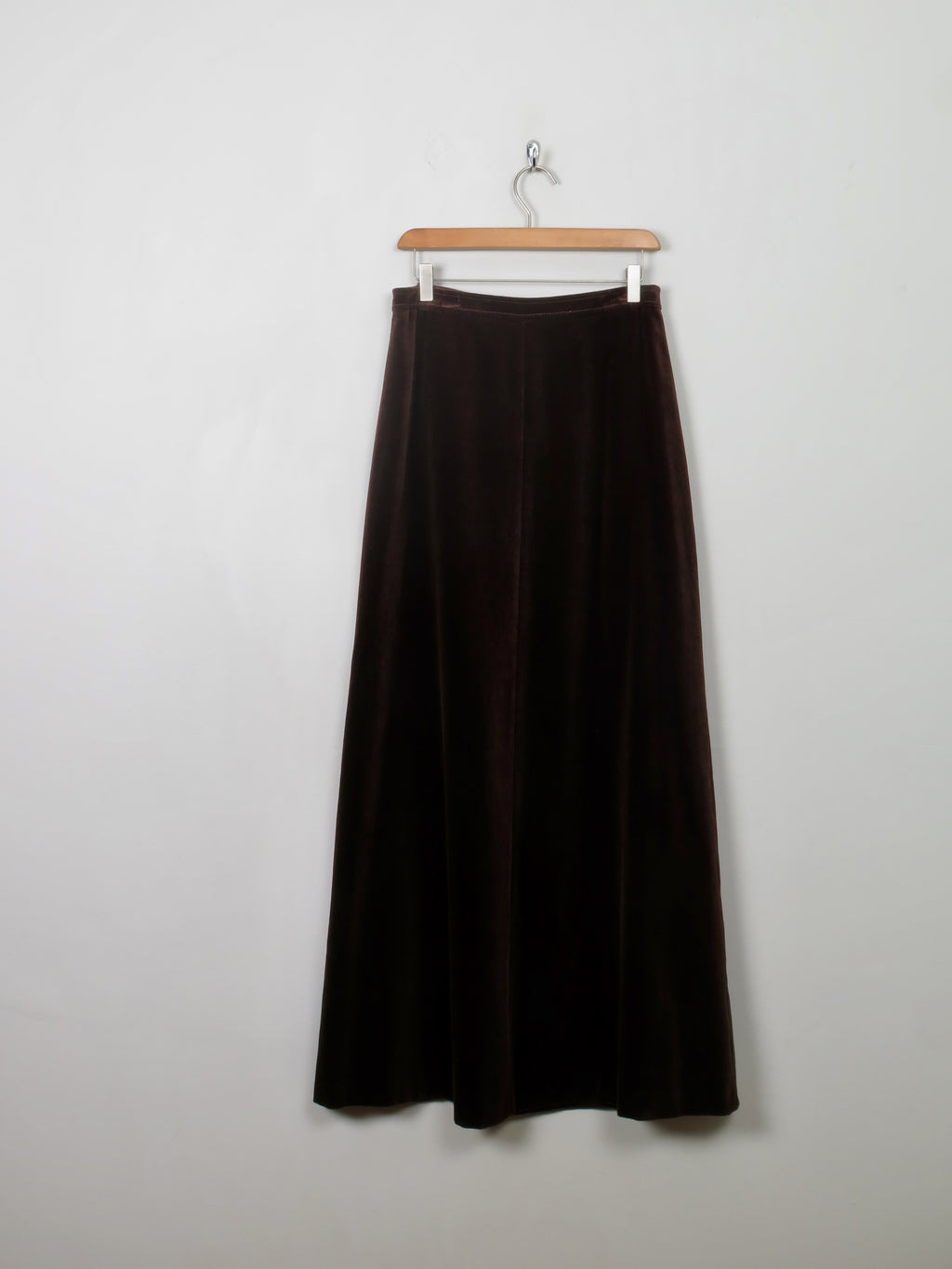 Vintage Brown Velvet Maxi Skirt 29" W S