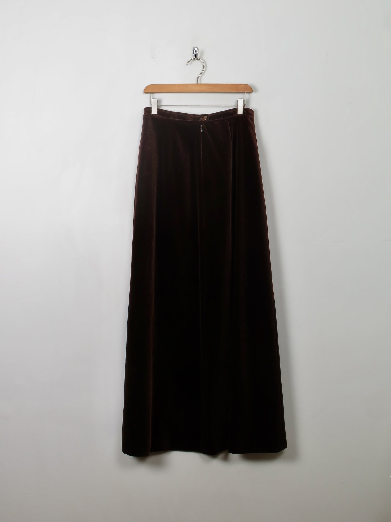 Vintage Brown Velvet Maxi Skirt 29" W S