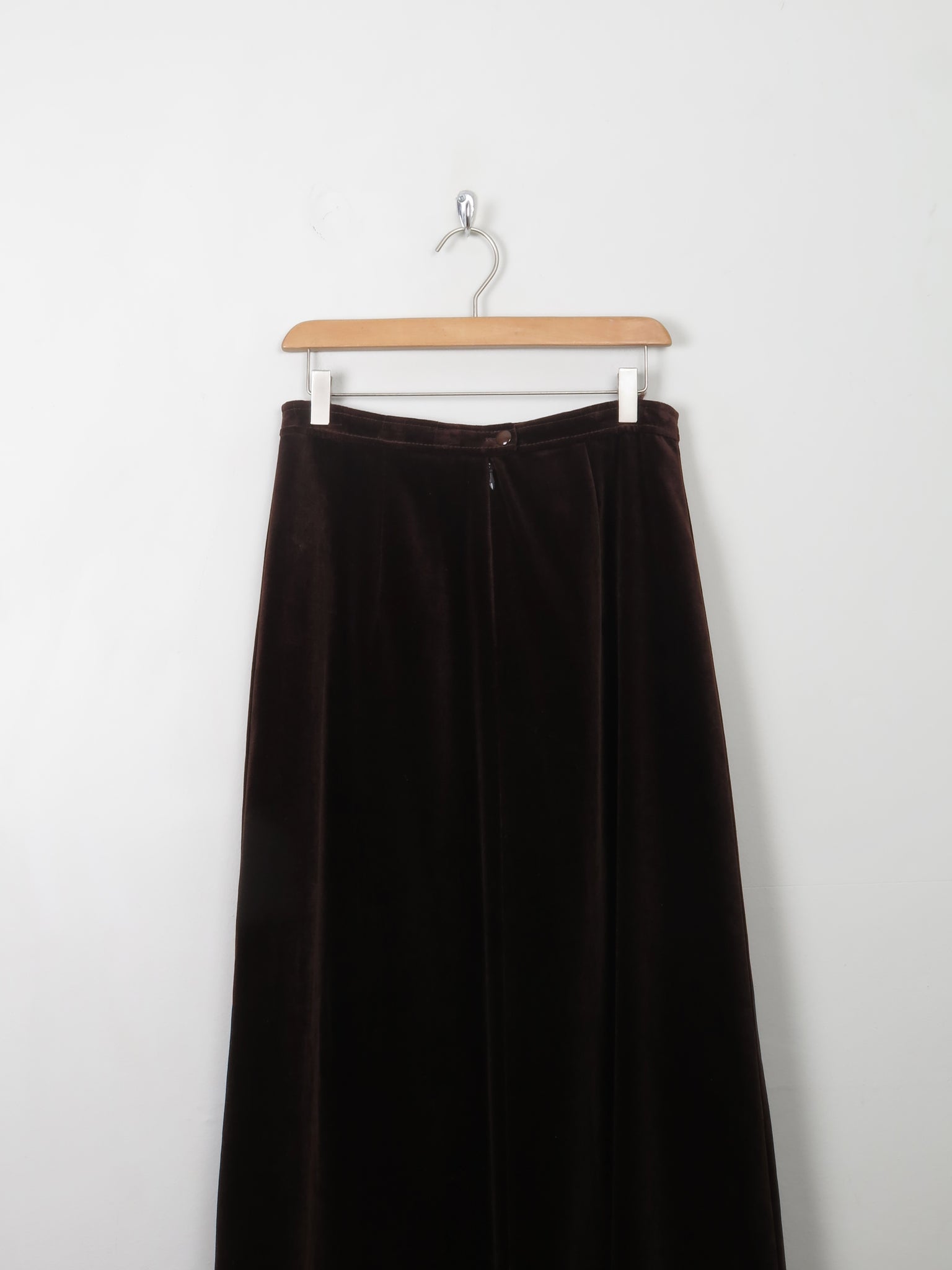 Vintage Brown Velvet Maxi Skirt 29" W S