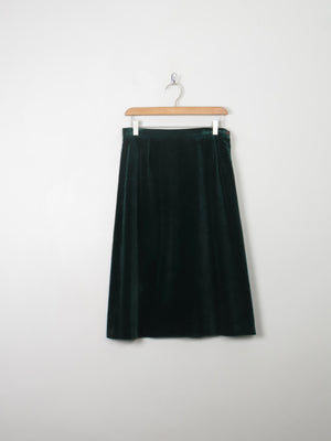 Vintage Green Velvet Skirt 27"W