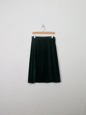 Vintage Green Velvet Skirt 27"W