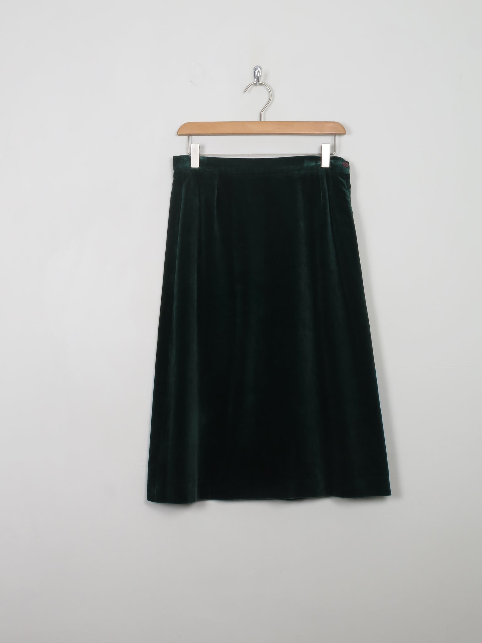 Vintage Green Velvet Skirt 27"W