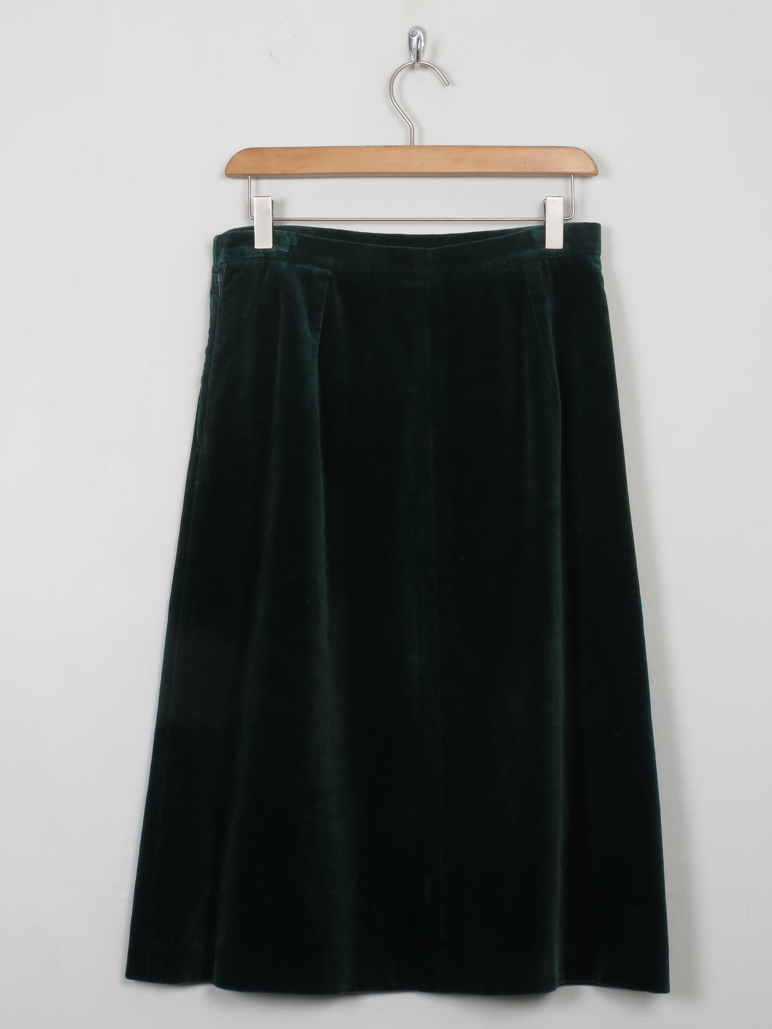 Vintage Green Velvet Skirt 27"W