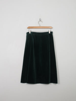 Vintage Green Velvet Skirt 27"W