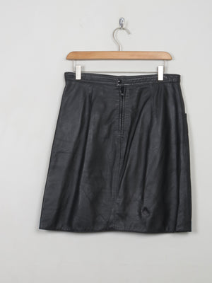 Vintage Black Leather Skirt 30"W