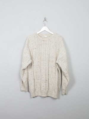 Men's Cream Vintage Cable Knit Jumper M/L