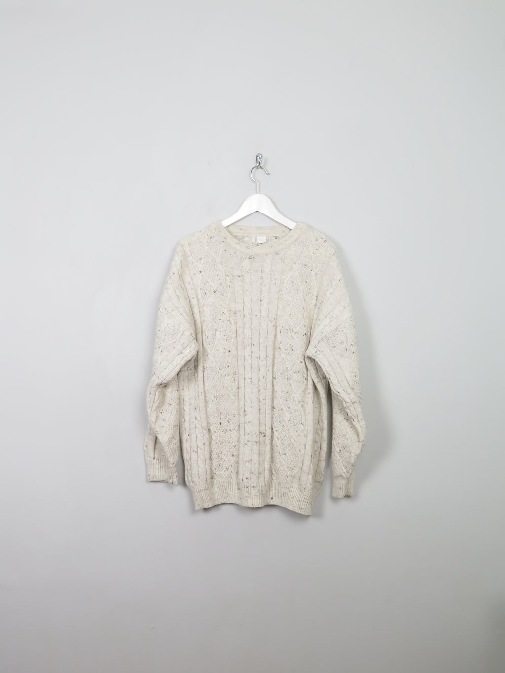 Men's Cream Vintage Cable Knit Jumper M/L