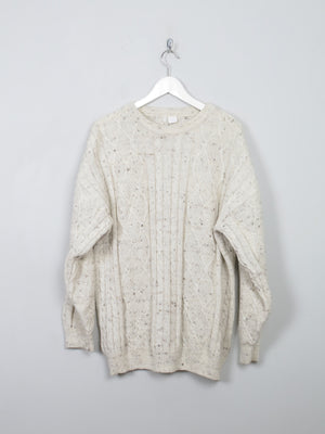 Men's Cream Vintage Cable Knit Jumper M/L