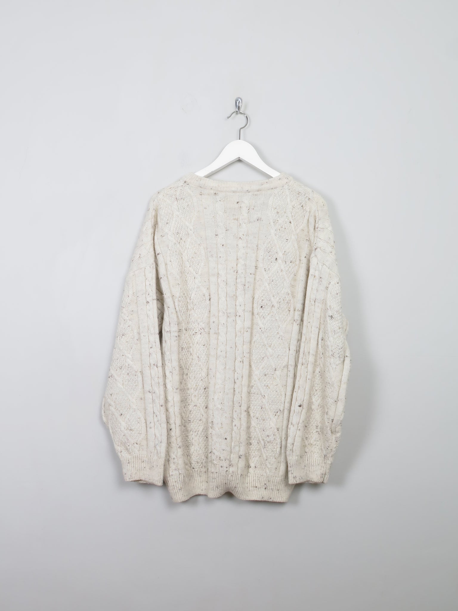 Men's Cream Vintage Cable Knit Jumper M/L