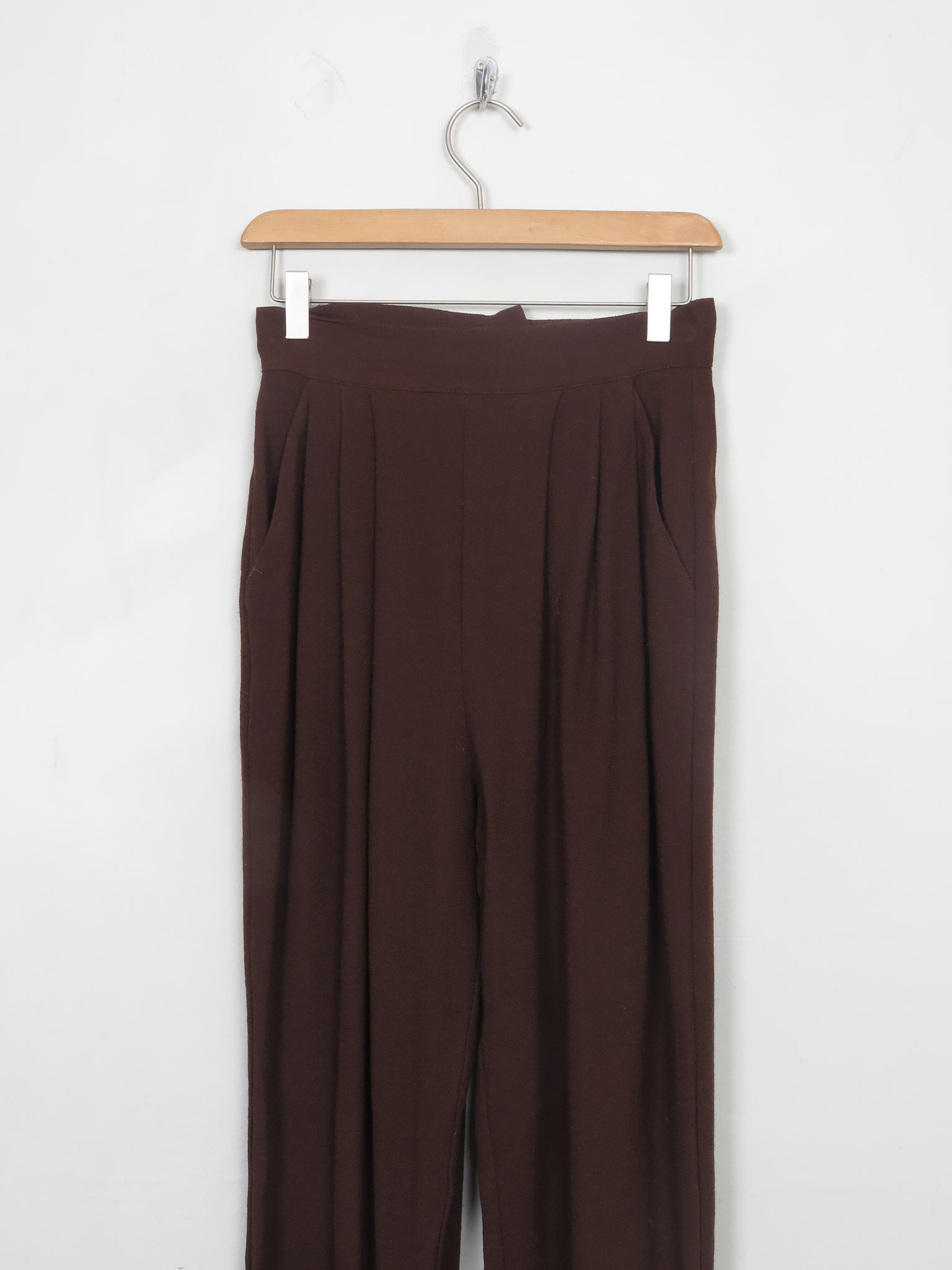 Women's Vintage Brown High Waisted Pleat Trousers 25" W XS