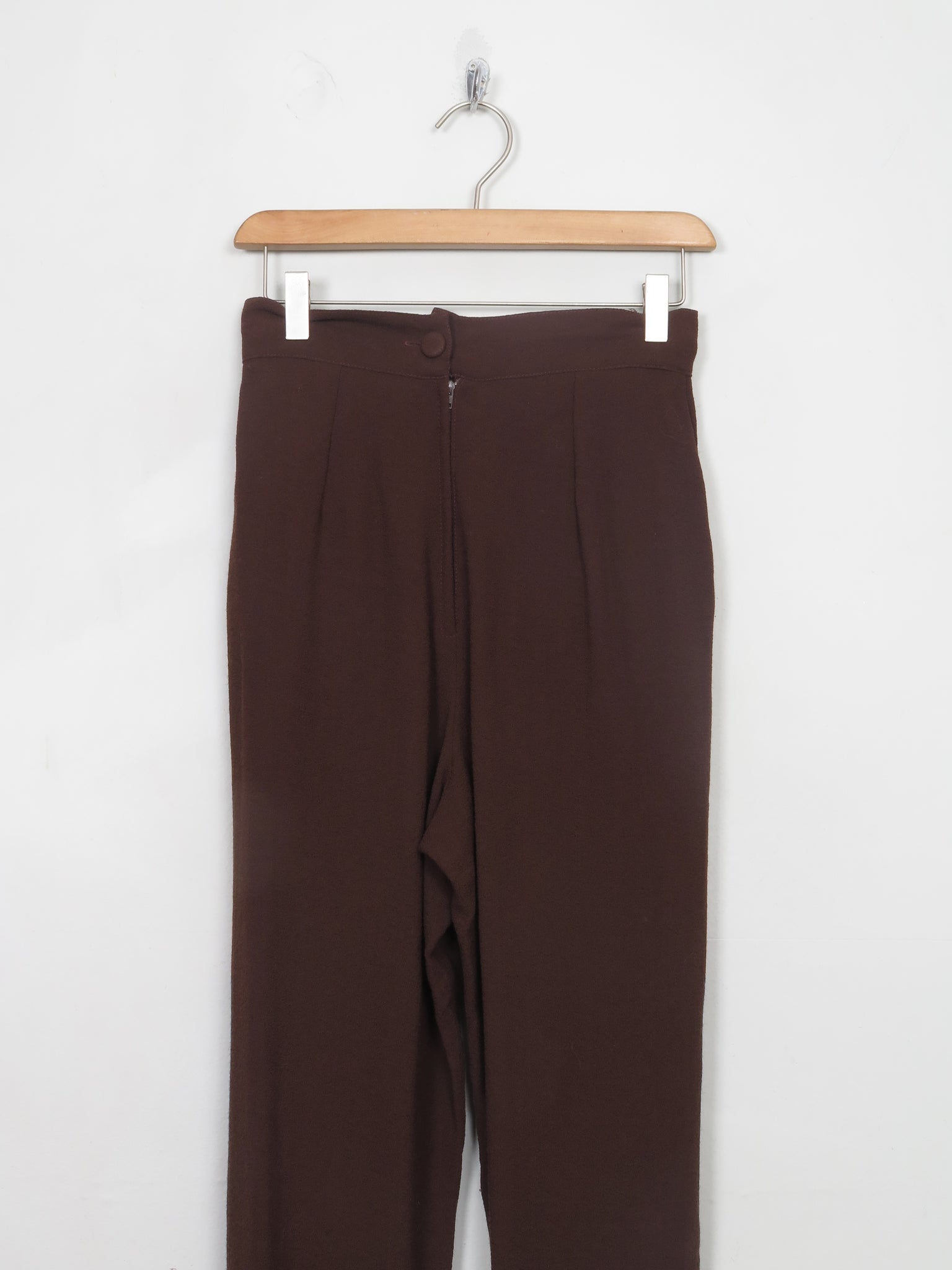 Women's Vintage Brown High Waisted Pleat Trousers 25" W XS
