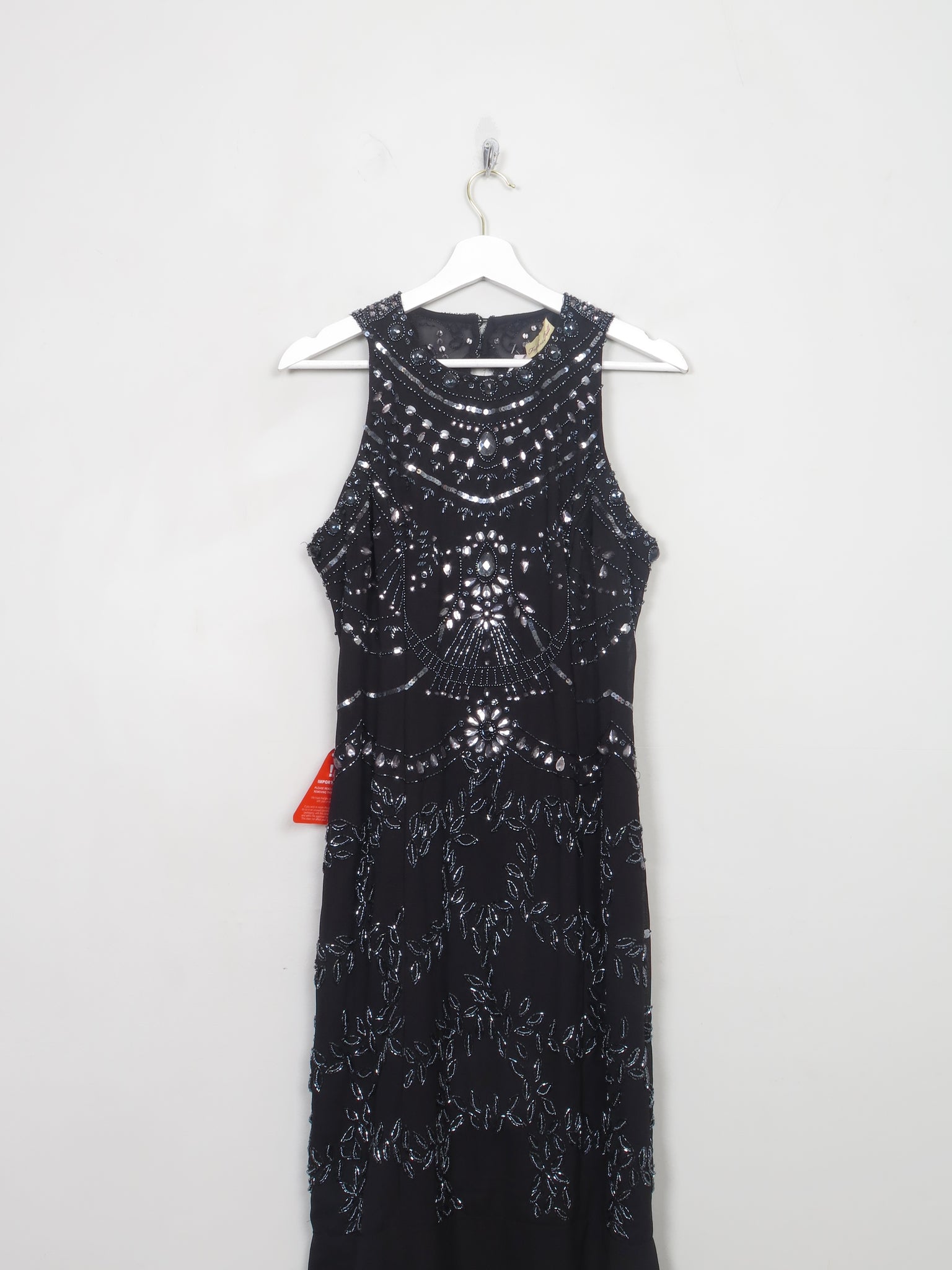 Black Beaded Long Evening Dress Fishtail 12