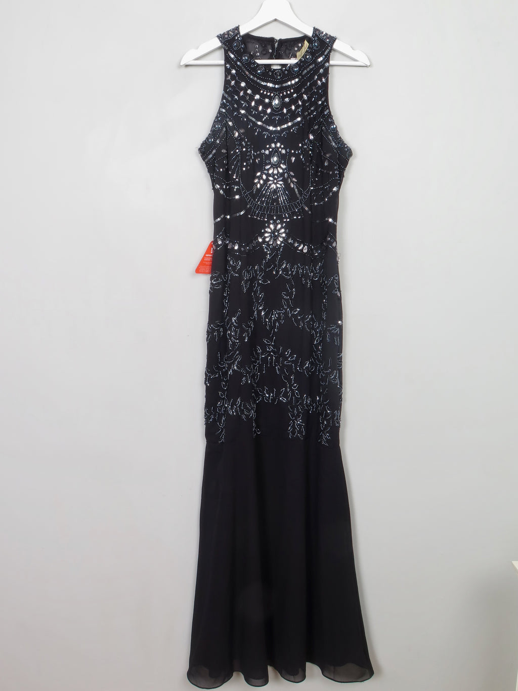 Black Beaded Long Evening Dress Fishtail 12